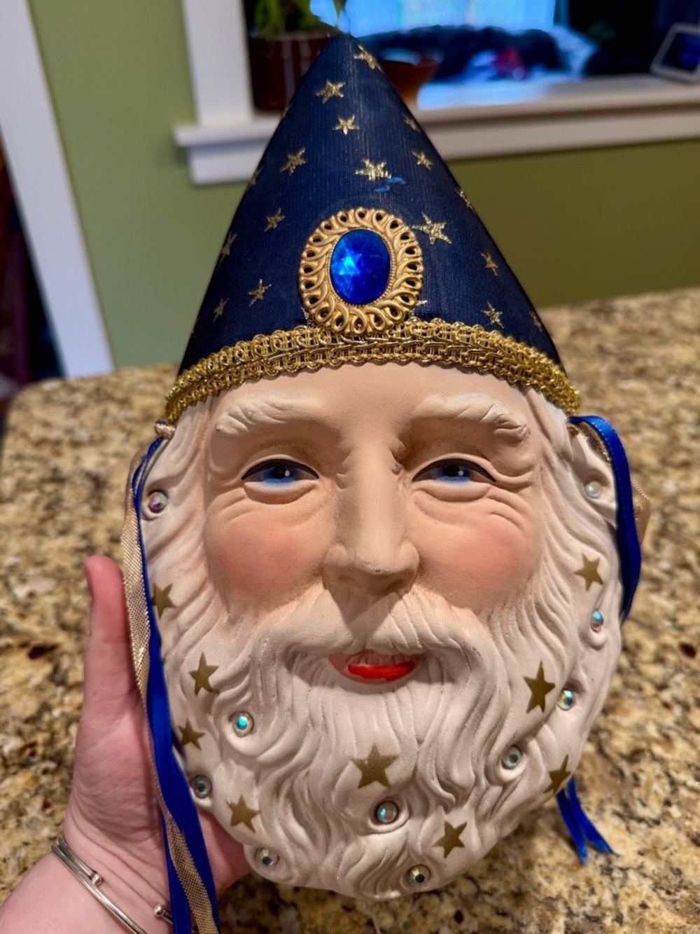 Crystal Visions Celestial Wizard Merlin Musical Wall Decor Mask 1993